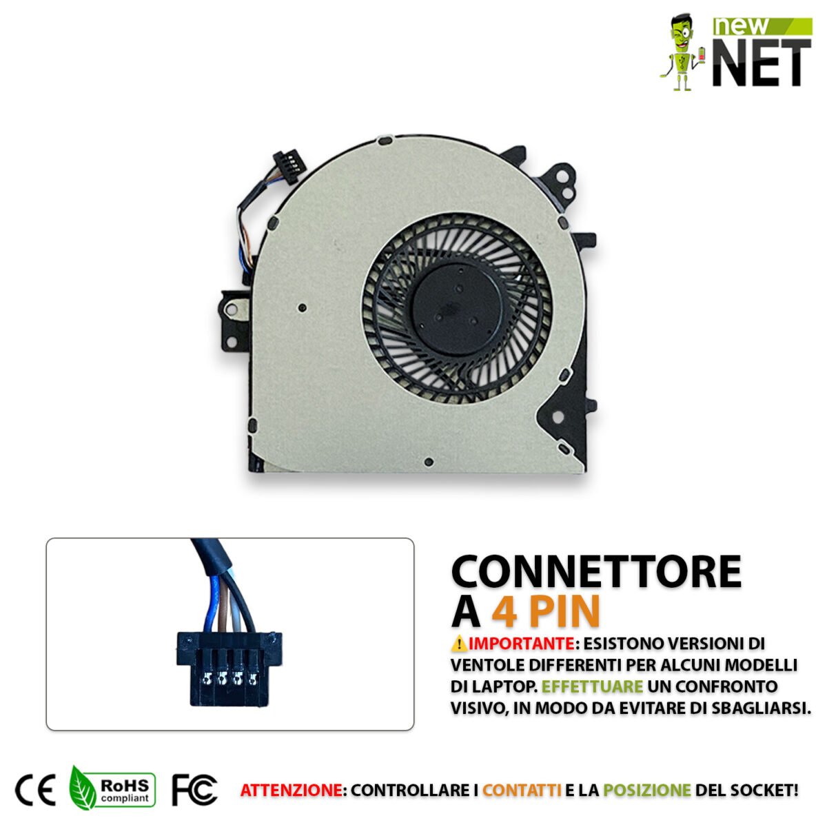 Ventola L03854-001, 858970-001, L00843-001 per HP ProBook 450 G5, 455 G5, 470 G5 - immagine 6