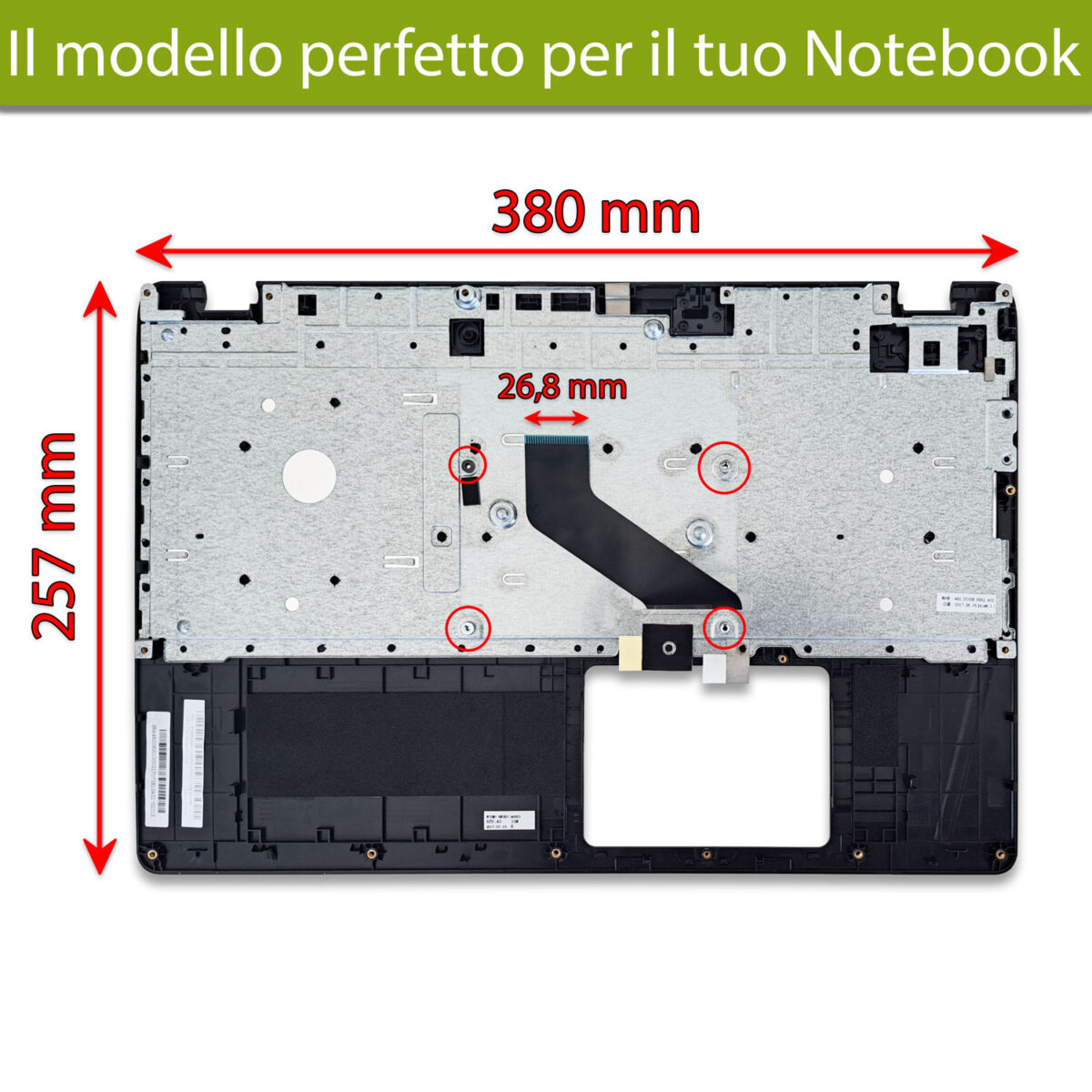TOP CASE 6B.GCEN1.008 per Acer Aspire con Tastiera italiana, Colore: Nero - immagine 2