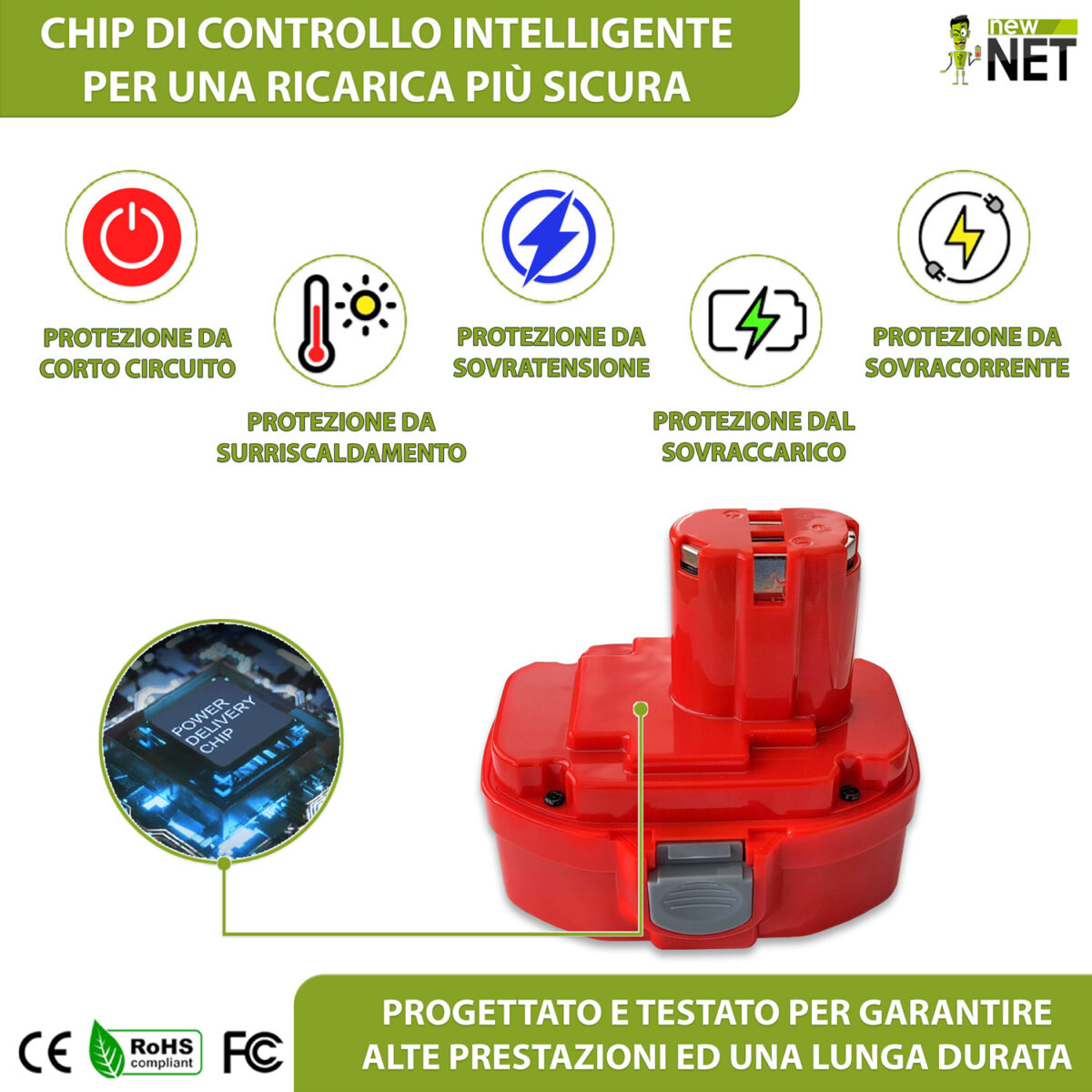 Batteria 192828-1 compatibile con Makita - 18V, 2.5Ah - immagine 5