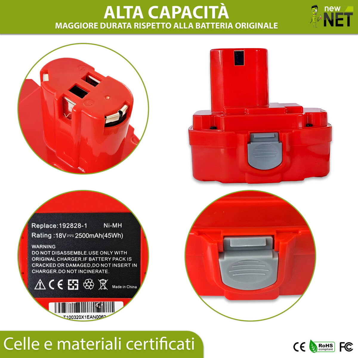 Batteria 192828-1 compatibile con Makita - 18V, 2.5Ah - immagine 4