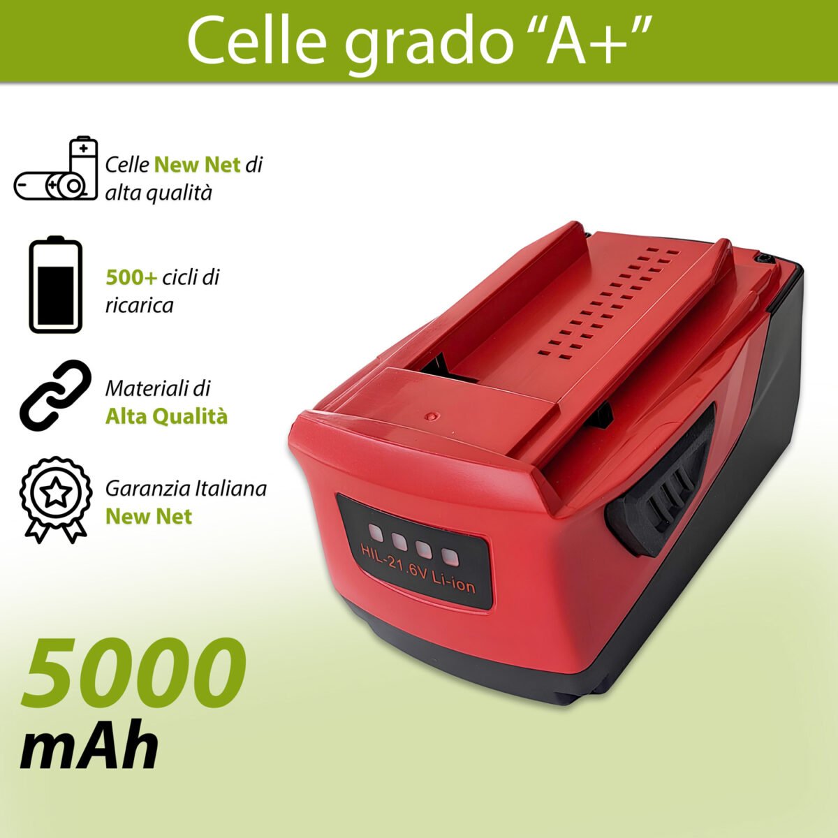 Batteria compatibile con Hilti B22 - 21.6V, 5000mAh - immagine 4