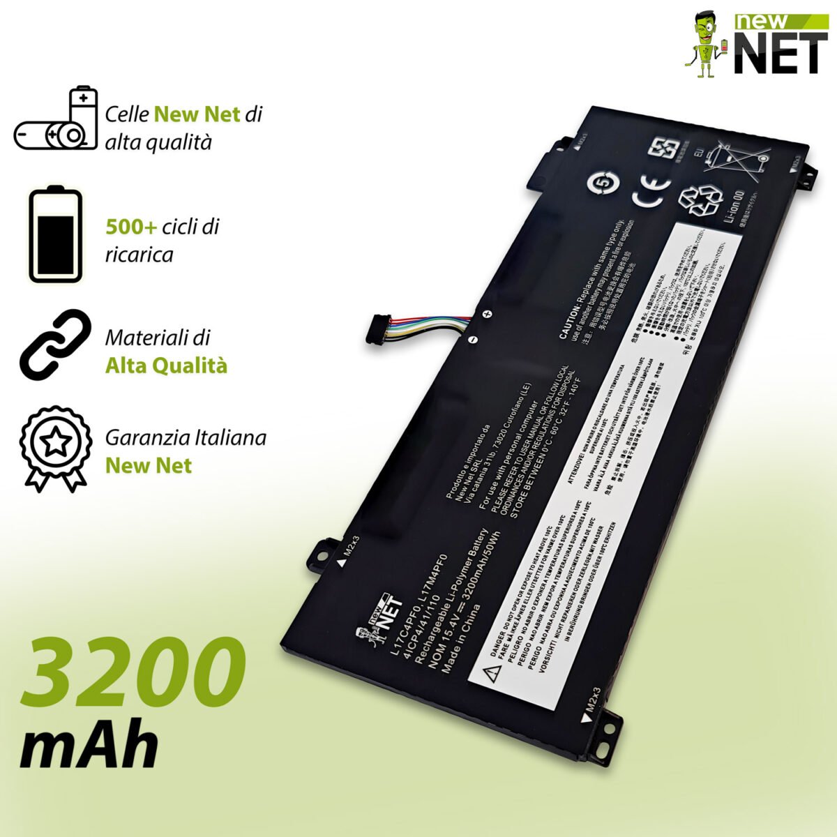 Batteria L17C4PF0 per Lenovo IdeaPad S530-13IWL – 15.36-15.4V, 3200mAh / 50Wh - immagine 3