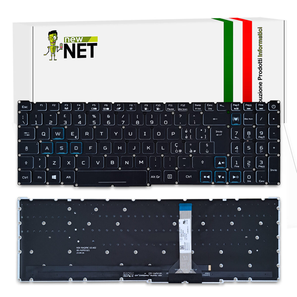 Tastiera per Acer Nitro 5 AN515-45, Predator Helios 300 - Nera, Senza frame, Retroilluminata RGB