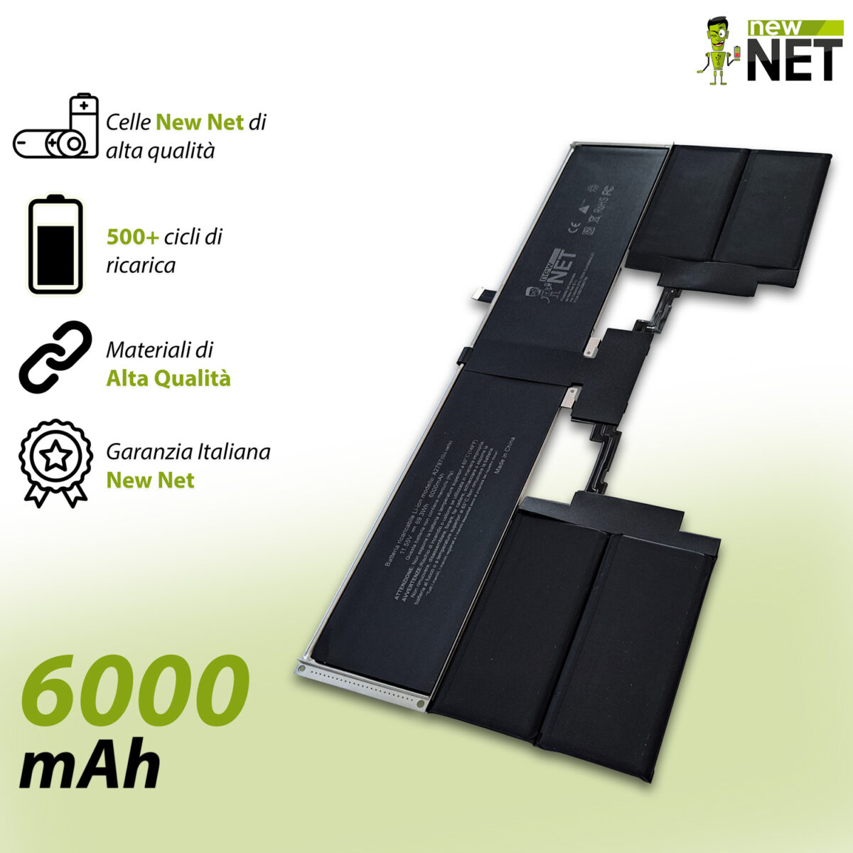 Batteria A2797 per MacBook Air (15 pollici, M2, 2023) A2941 - 11.55V, 6000mAh / 69.3Wh (Kit di montaggio incluso) - immagine 3