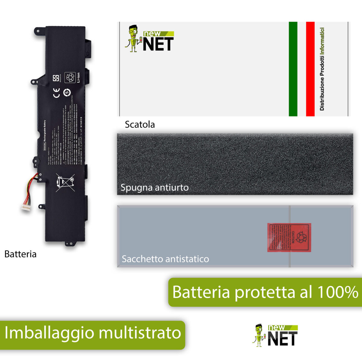 Batteria SS03XL per HP EliteBook 735 G5 – 10.8-11.1V, 2800mAh / 31Wh - immagine 6