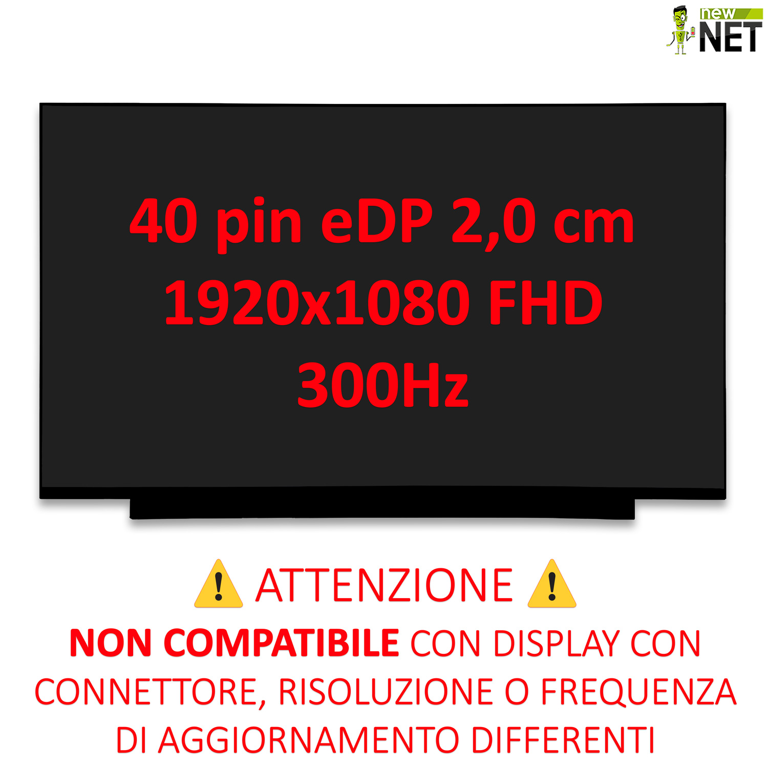 Display LQ156M1JW25 LCD IPS 15.6 pollici 40 pin eDP, 1920x1080 FHD 300Hz - immagine 3