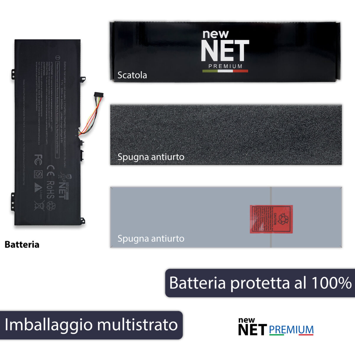 Batteria New Net Premium L17C4PB0 per Lenovo IdeaPad Yoga 530-14IKB - 7.68-7.7V, 6400mAh / 50Wh - immagine 6