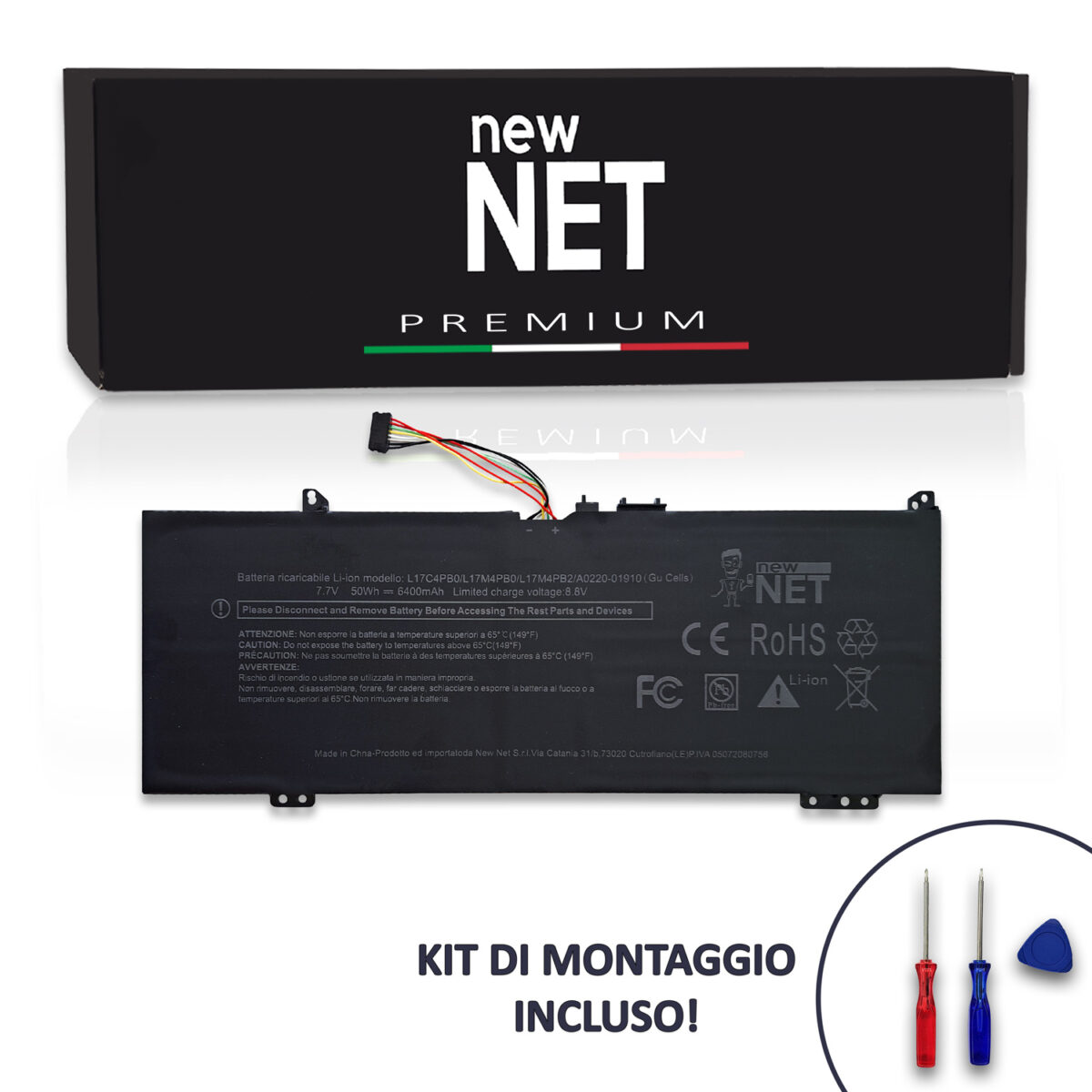 Batteria New Net Premium L17C4PB0 per Lenovo IdeaPad Yoga 530-14IKB - 7.68-7.7V, 6400mAh / 50Wh