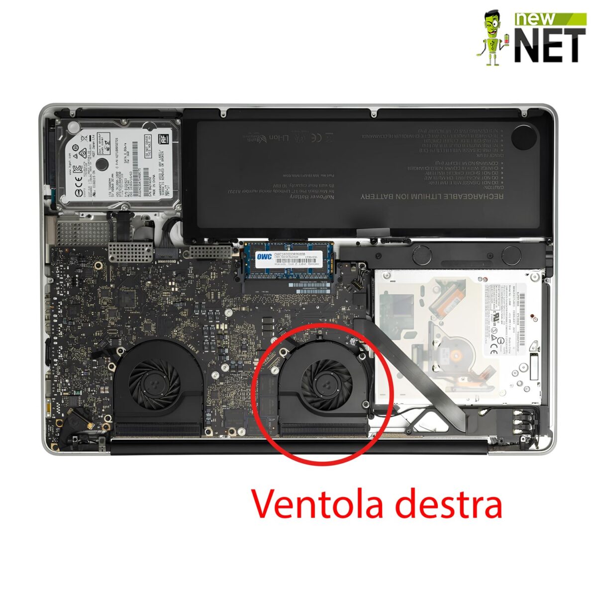 Ventola destra per Apple Macbook Pro 17 pollici A1297 - immagine 3