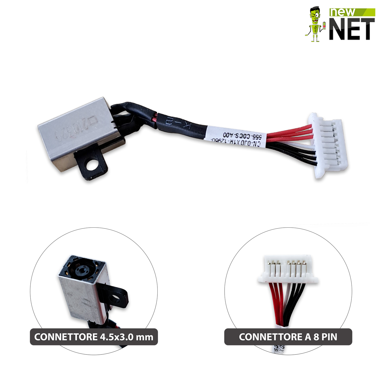 Dc Jack - Connettore di alimentazione per Dell Inspiron 11 3148 4.5 x 3.0 mm