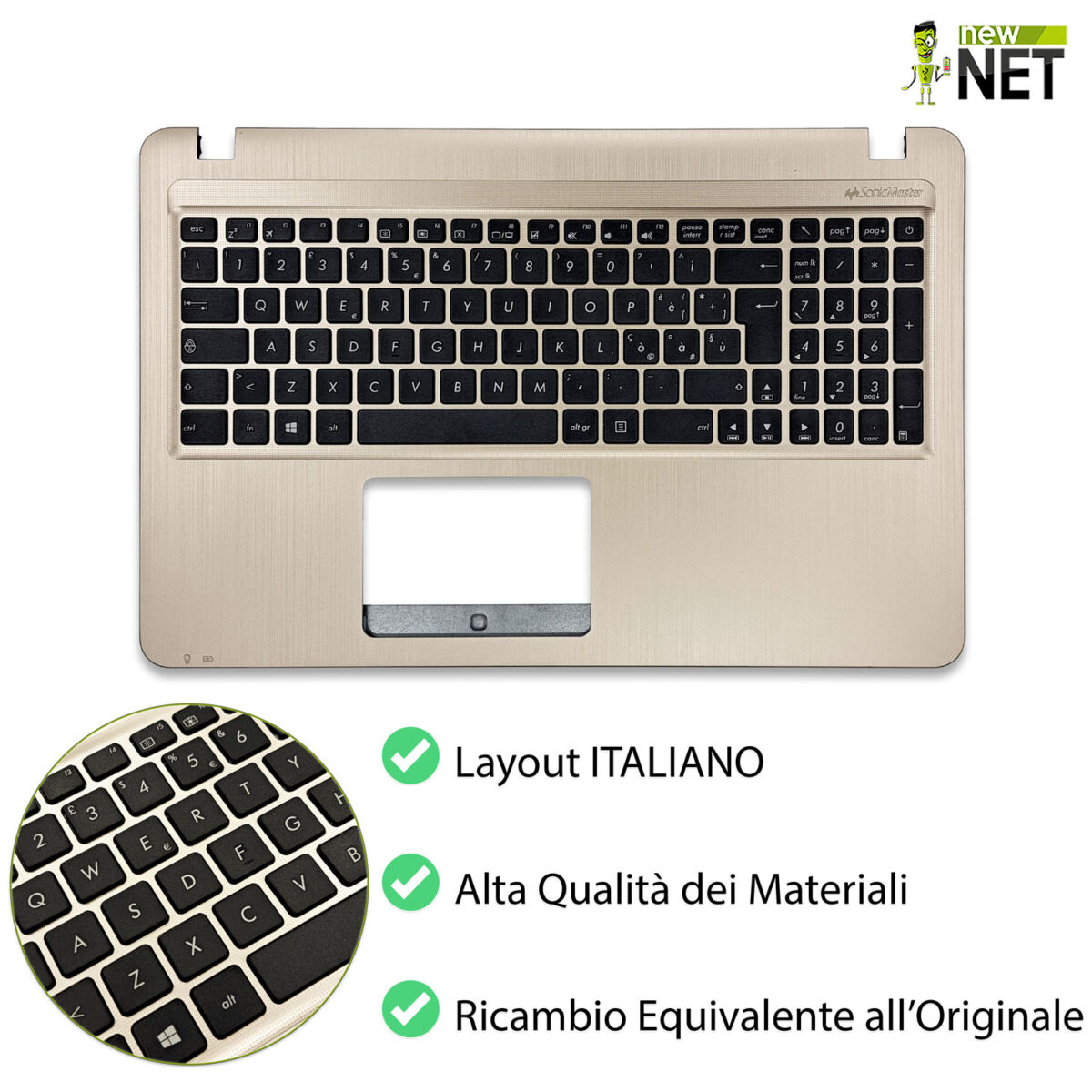 Top Case 90NB0B31-R31IT0 per ASUS Vivobook 15 con Tastiera italiana, Colore: Gold (Oro) - immagine 4