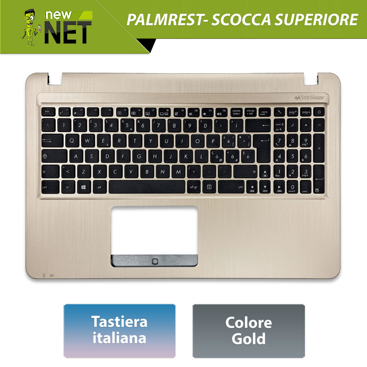 Top Case 90NB0B31-R31IT0 per ASUS Vivobook 15 con Tastiera italiana, Colore: Gold (Oro)