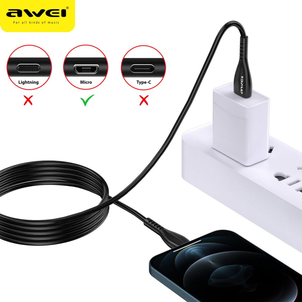 Cavo CL-115M Ricarica Veloce da USB-A a Micro Usb - 2.4A /100 cm - Nero - immagine 5