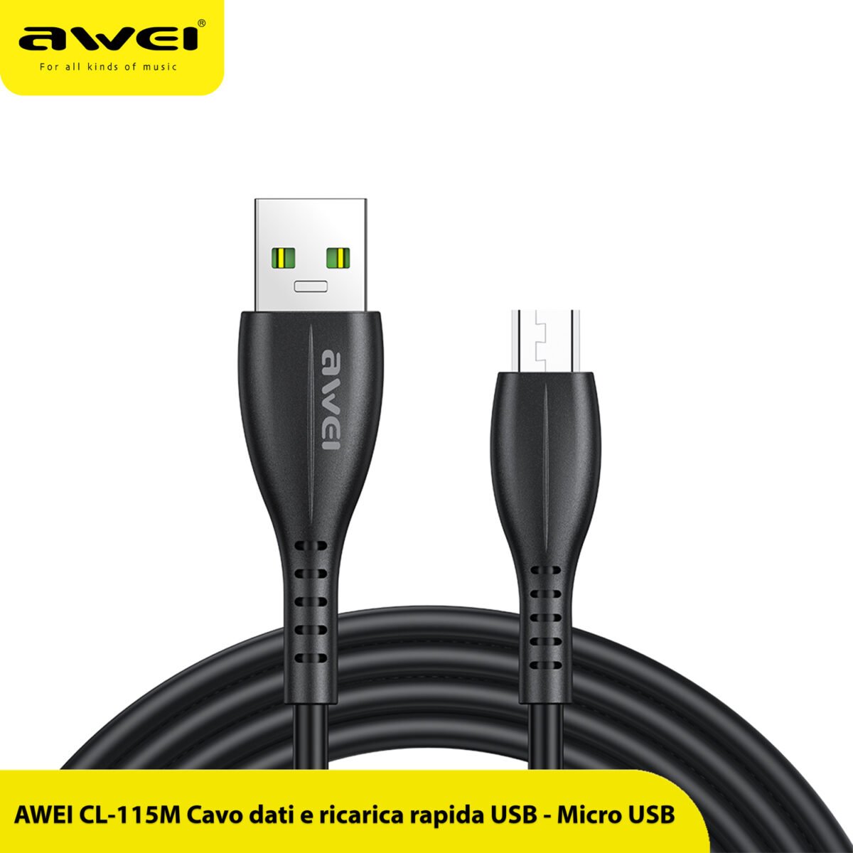 Cavo CL-115M Ricarica Veloce da USB-A a Micro Usb - 2.4A /100 cm - Nero