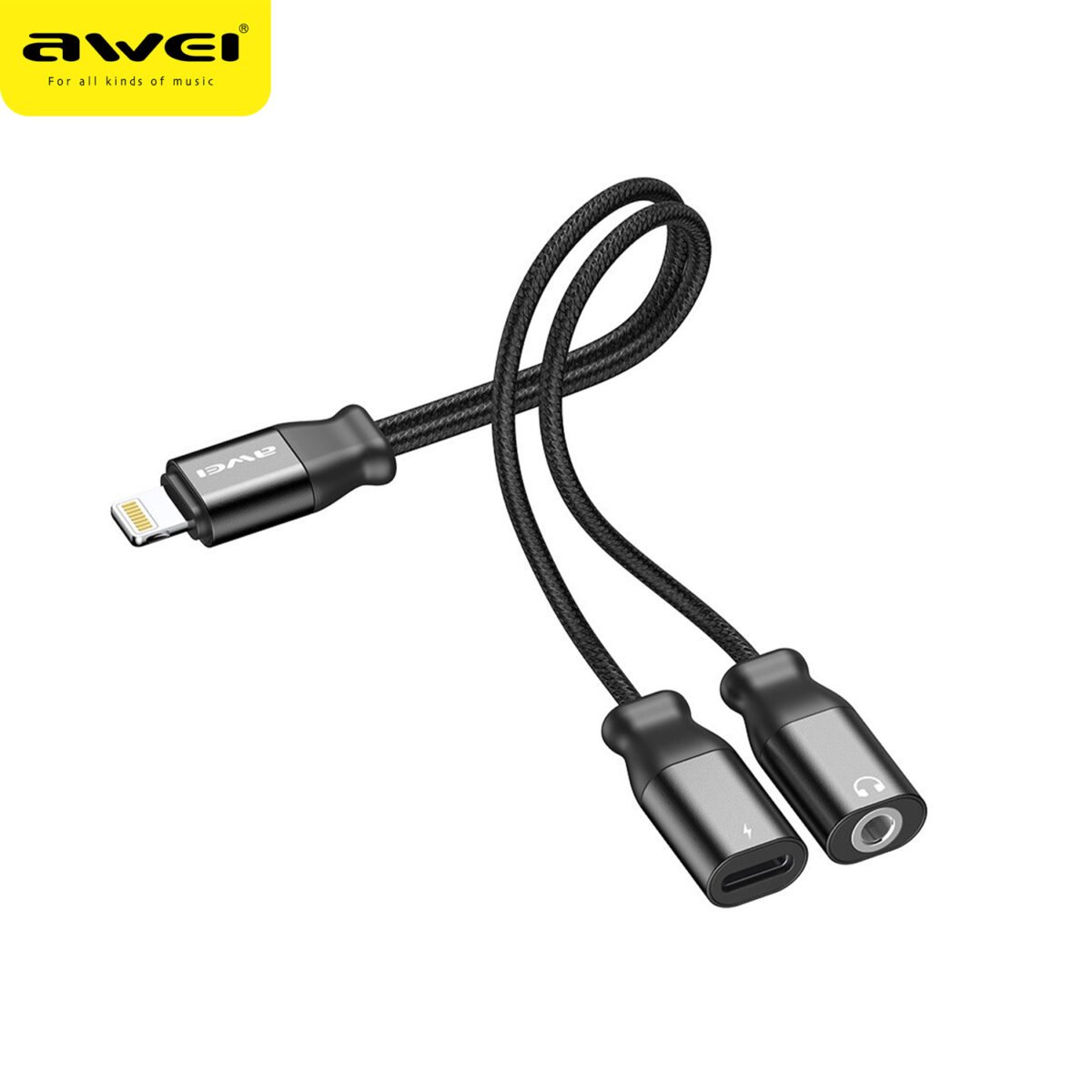 Cavo adattatore AWEI CL-73 Lightning con porta Type-C e Jack Audio 3.5 mm - immagine 2