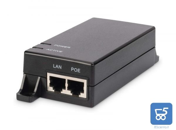 Adattatore Poe e Iniettore Gigabit Ethernet 48V 15,4W 1 GBit/s 802.3af Digitus DN-95102-1
