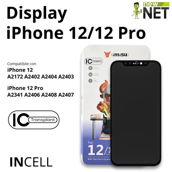 Display per Apple iPhone 12 - 12 Pro 6.1" 2532x1170 [LCD In-Cell - IC rimovibile]
