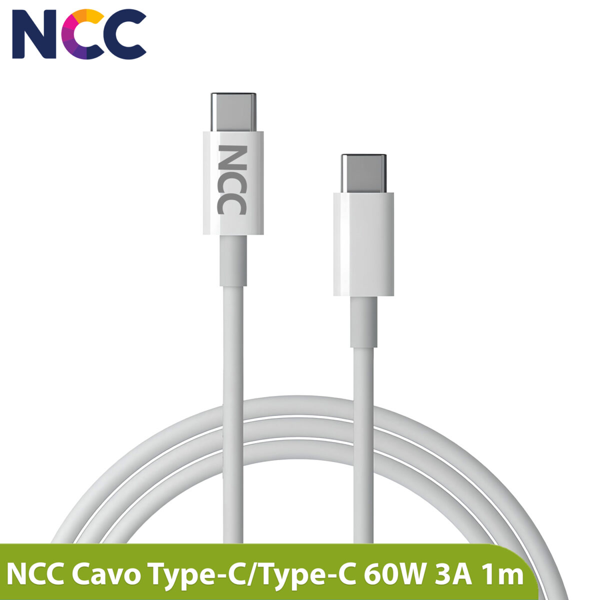 Cavo USB-C 1m 60W Universale 1m Bianco | Ricarica Rapida 60W | Dati 480Mbps | Alta Qualità e Sicurezza