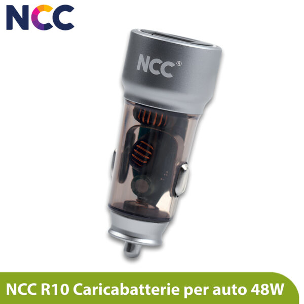 Alimentatore da auto 48W max universale per smartphone e tablet USB-A QC + USB-C PD