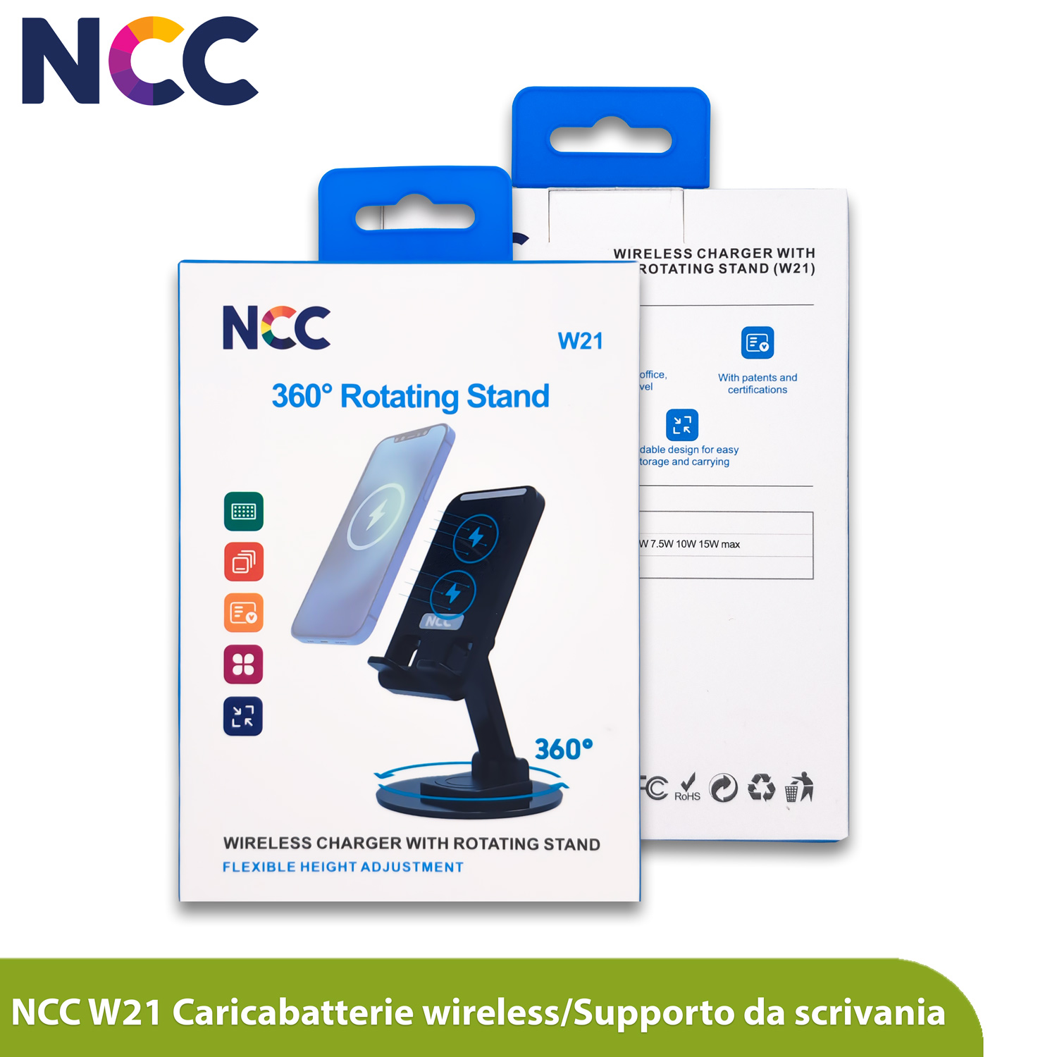 Supporto smartphone da tavolo | rotazione 360° | ricarica wireless fino a 15W - immagine 6
