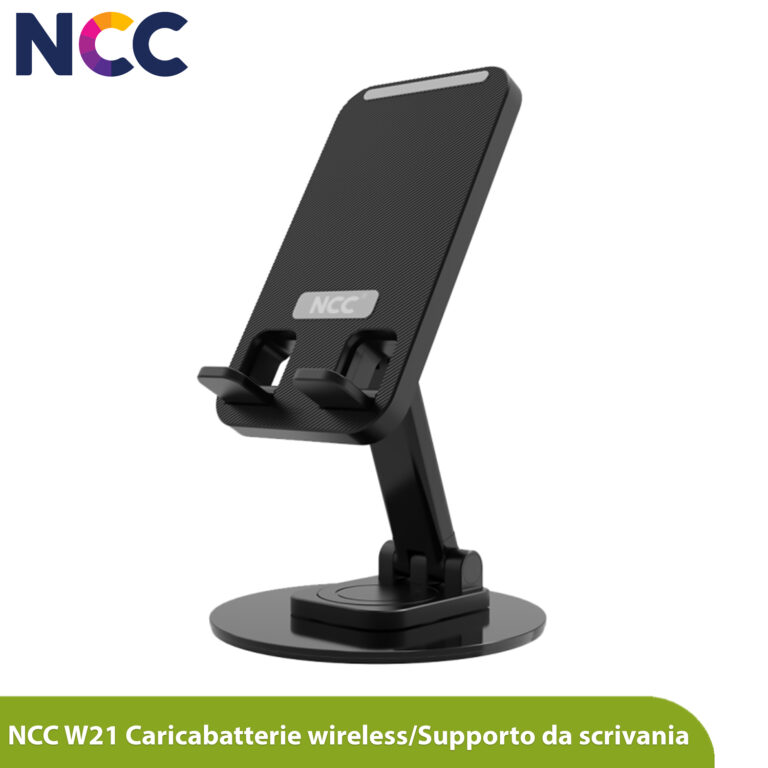 Supporto smartphone da tavolo | rotazione 360° | ricarica wireless fino a 15W