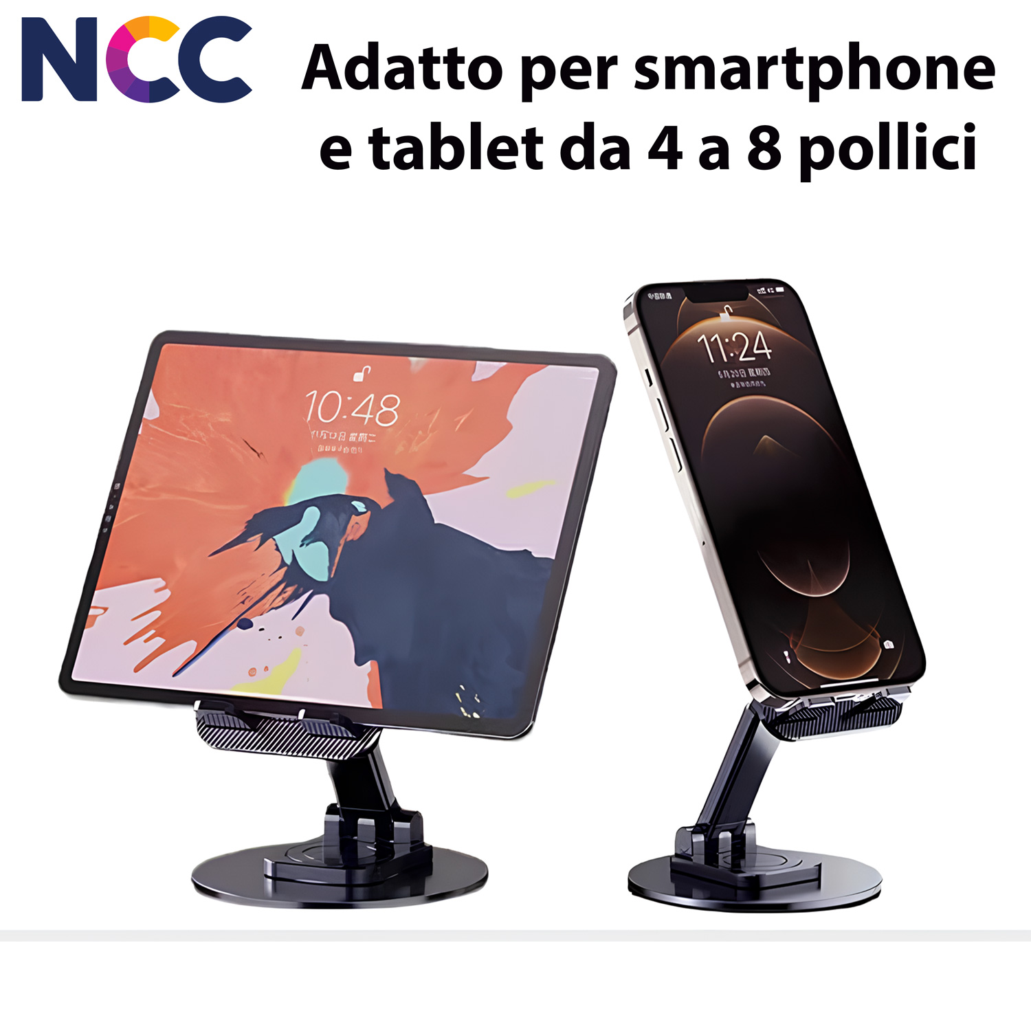 Supporto smartphone da tavolo | rotazione 360° | ricarica wireless fino a 15W - immagine 2