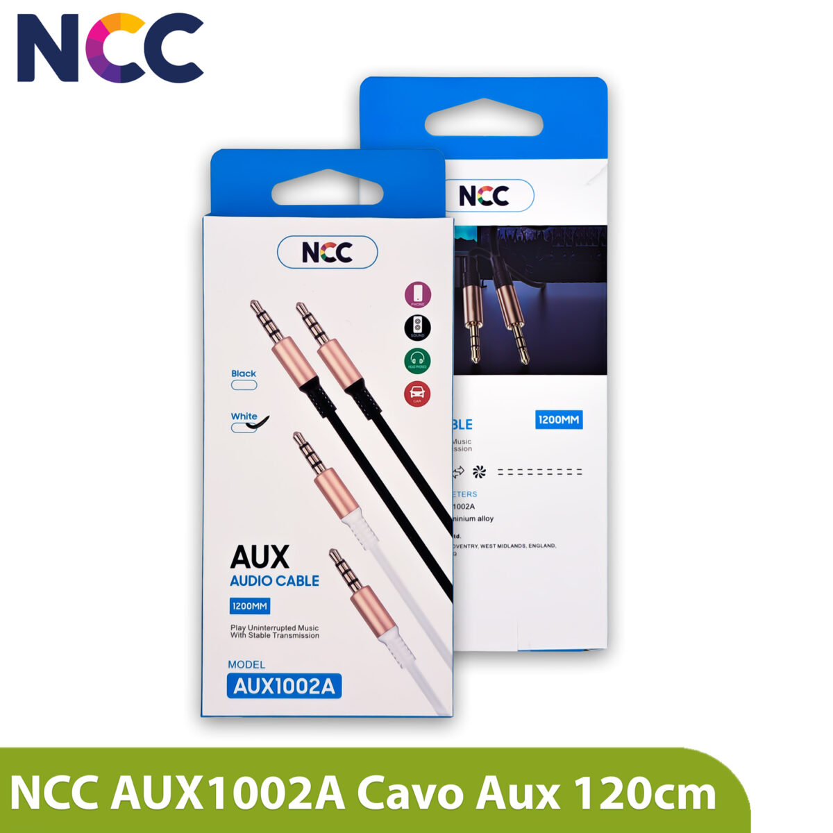 Cavo Audio 120cm Jack 3.5mm Maschio-Maschio - Bianco - immagine 6