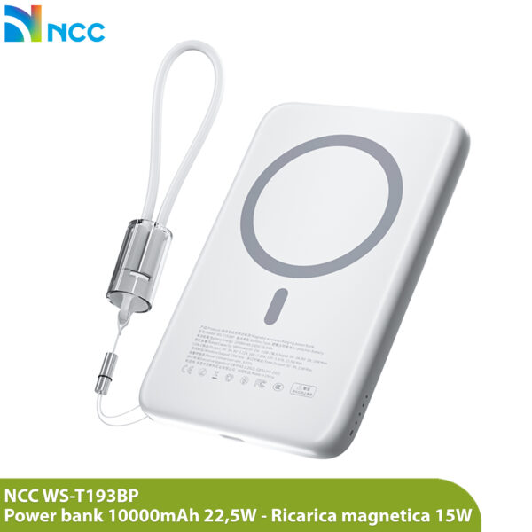 Power Bank Magnetico 10000mAh 15W + Connettore USB-C PD 22.5W