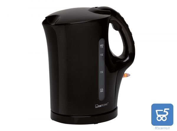 Bollitore, 1.7 lt, 200 W, Nero Acciaio inossidabile senza filo Clatronic WK 3445
