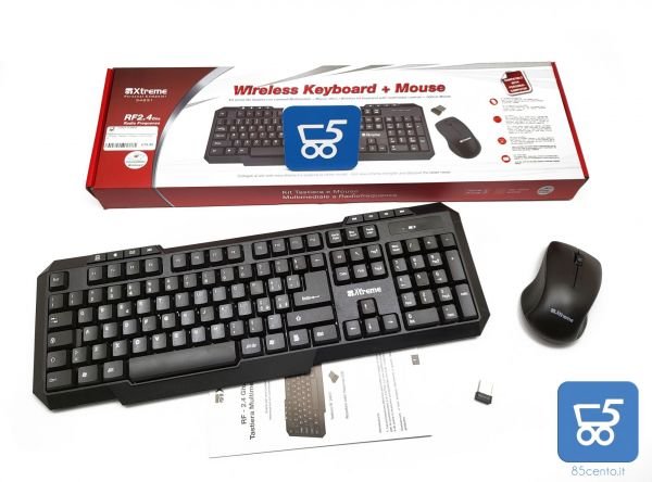 Bundle Xtreme KIT Tastiera + Mouse 34631 Wireless senza fili colore Nero Layout Italiano