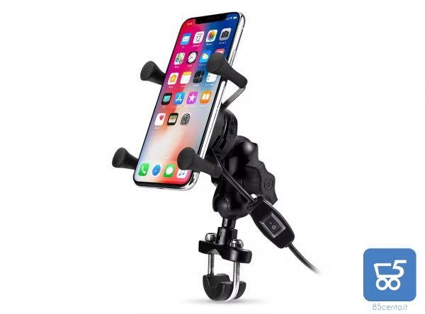 Caricatore Smartphone con Staffa Manubrio per Moto Wireless QC3.0 USB