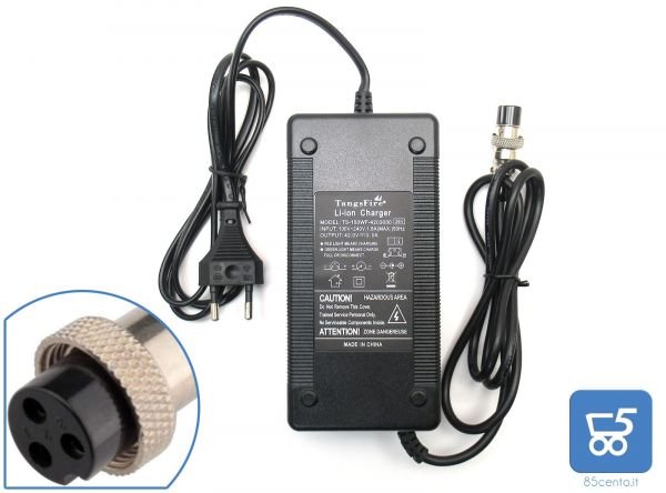Caricatore per Batteria per Bicicletta Scooter Elettrico 42 V 3 A Connettore 0,47 pollici