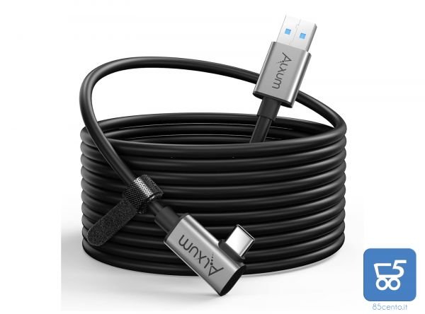 Cavo Link da USB 3.2 Gen 1 A a C per VR Oculus Quest 1/2 5 Gbps Trasferimento dati PC Alta Velocità e Ricarica Rapida 5 Metri
