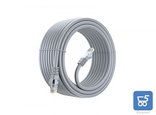 Cavo Rete Patch UTP CAT 5e 20 Metri CCA RJ45 Maschio Maschio Grigio
