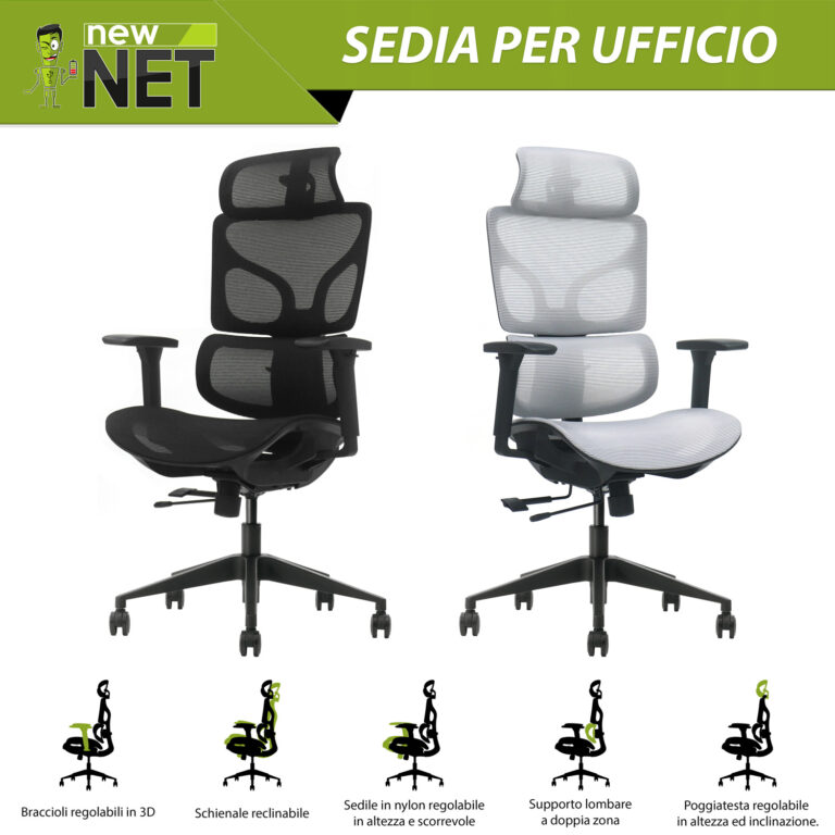 Sedia Ergonomica con Poggiatesta e Schienale a Farfalla – Comfort Dinamico e Design Evoluto