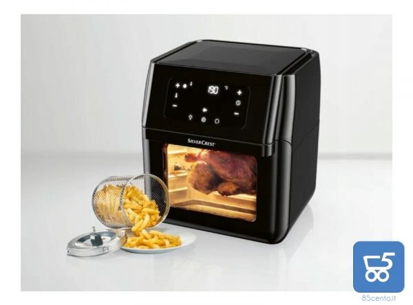 Friggitrice ad Aria 9 in 1 Grande 10 Litri con Vetro anteriore potenza 1800W SILVERCREST Nera Display Touch Temperatura da 40°C/200°C - Demo da Esposizione