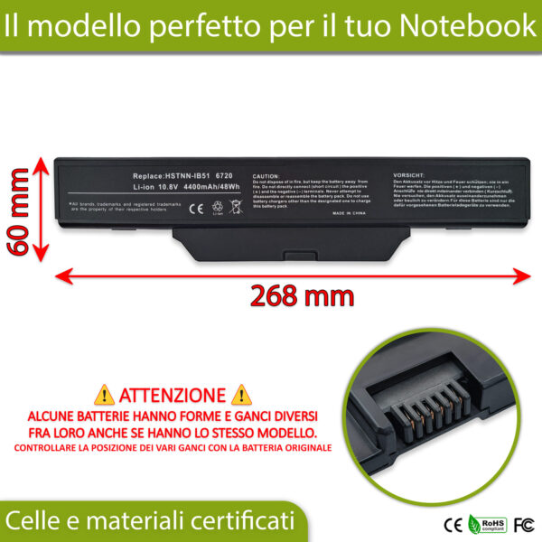 Alternative view of Batteria DD06 compatibile con HP Compaq - 10.8-11.1V, 48Wh, 4400mAh