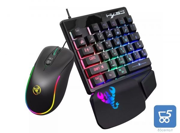J300+V400 Tastiera e Mouse Combo RGB Illuminazione Programmabile Gaming Mouse+Tastiera da Gioco con una sola mano