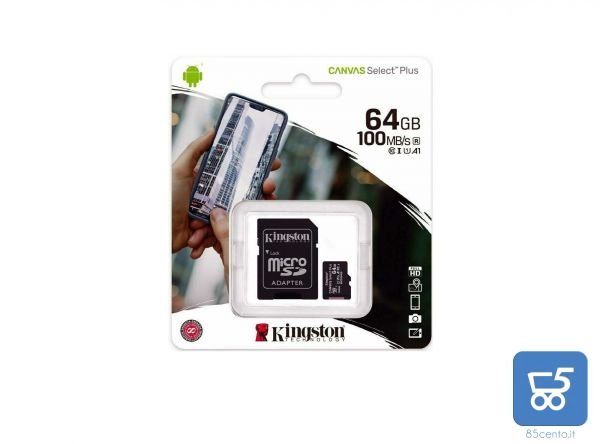 KINGSTON MICRO SD 64GB CANVAS 100MB/s PER SAMSUNG LG HUAWEI ONOR LITE ASUS ANDROID IPCAMERA DVR