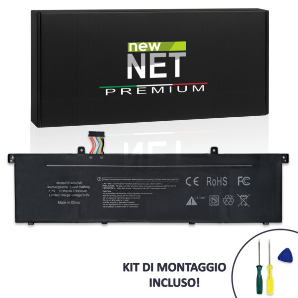 Batteria Premium R14B03W compatibile con Xiaomi - 7.7V, 7380mAh, 57Wh