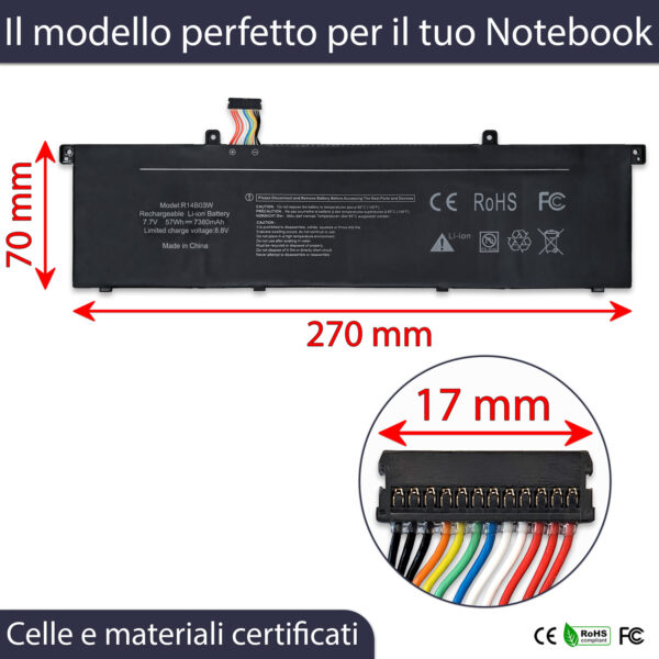 Alternative view of Batteria Premium R14B03W compatibile con Xiaomi - 7.7V, 7380mAh, 57Wh