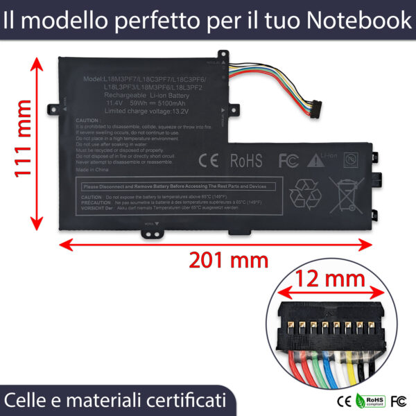 Alternative view of Batteria Premium L18M3PF7 compatibile con Lenovo - 11.25-11.4V, 5100mAh, 59Wh