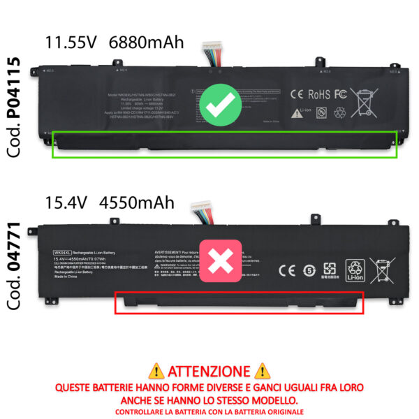 Alternative view of Batteria Premium WK06XL compatibile con HP - 11.55-11.58V, 6880mAh / 80Wh