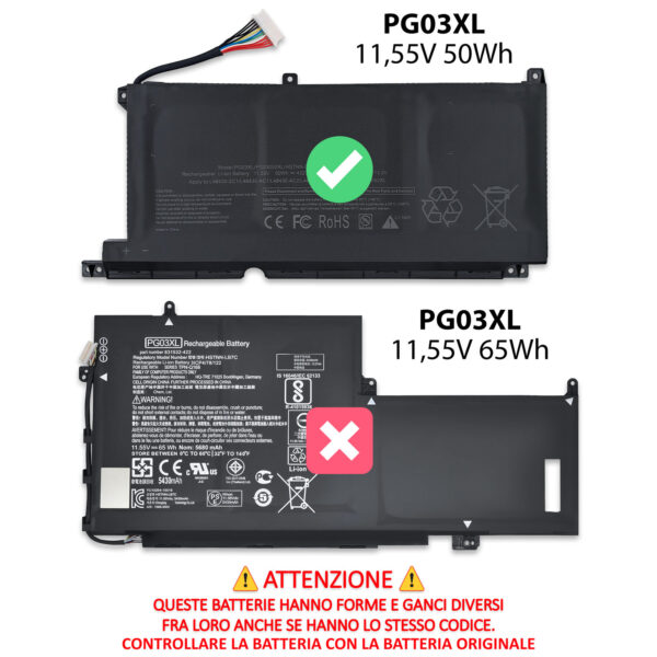 Alternative view of Batteria Premium PG03XL compatibile con HP - 11.55V, 4323mAh, 50Wh