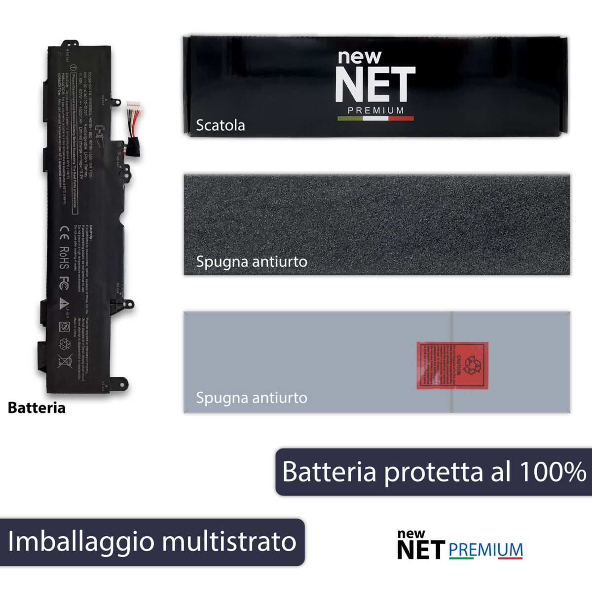 Batteria New Net Premium SS03XL per HP EliteBook 735 G5 - 10.8-11.55V, 4500mAh / 52Wh - immagine 6