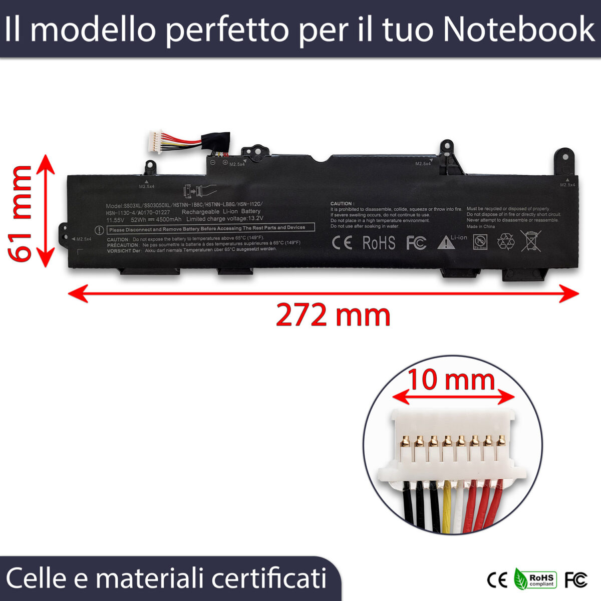Batteria New Net Premium SS03XL per HP EliteBook 735 G5 - 10.8-11.55V, 4500mAh / 52Wh - immagine 2