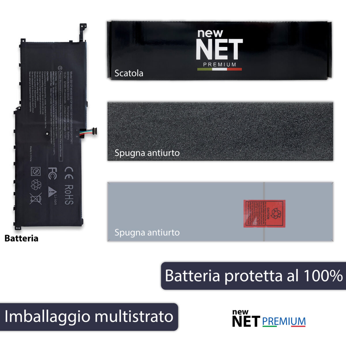 Batteria New Net Premium SB10F46466 per Lenovo ThinkPad X1 Carbon Gen 4 - 15.2-15.28V, 4400mAh / 67Wh - immagine 6
