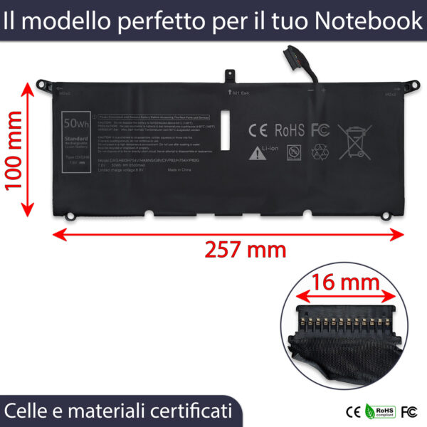 Alternative view of Batteria Premium DXGH8 compatibile con Dell - 7.6V, 6500mAh, 50Wh