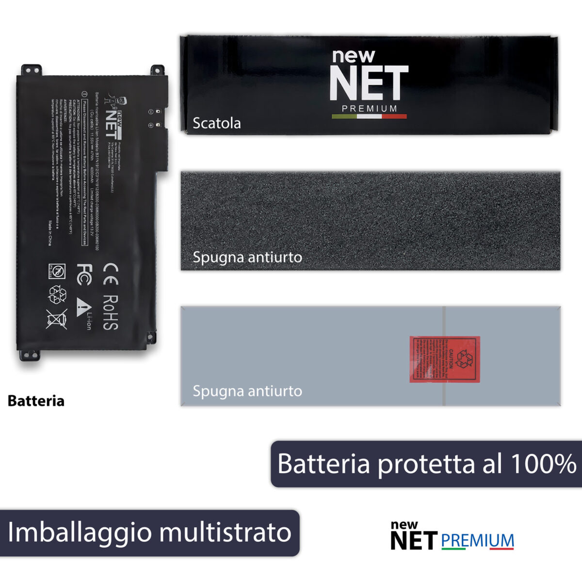 Batteria New Net Premium B31N1912 per ASUS VivoBook Go 14 15 - 11.55V, 4000mAh / 47Wh - immagine 6