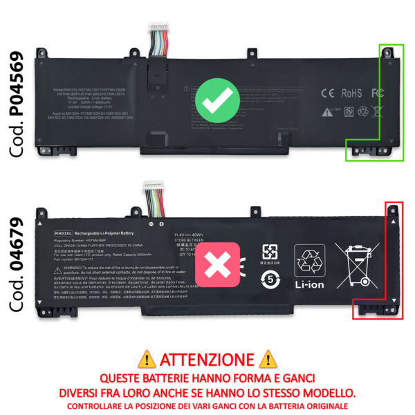 Alternative view of Batteria Premium RH03XL compatibile con HP - 11.4V, 4600mAh, 53Wh